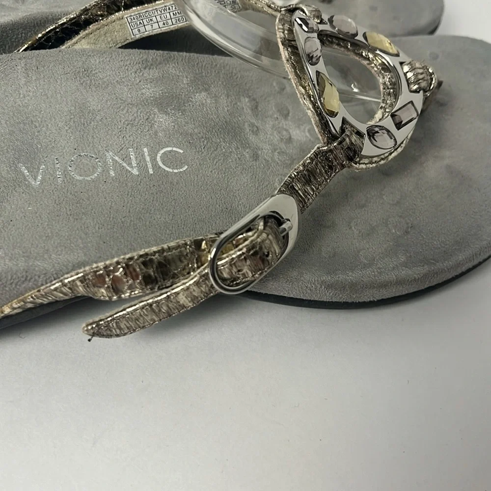 Vionic Ricci Jeweled Orthopedic Comfort‎ Sandal Flip Flop Womens 9 in Silver